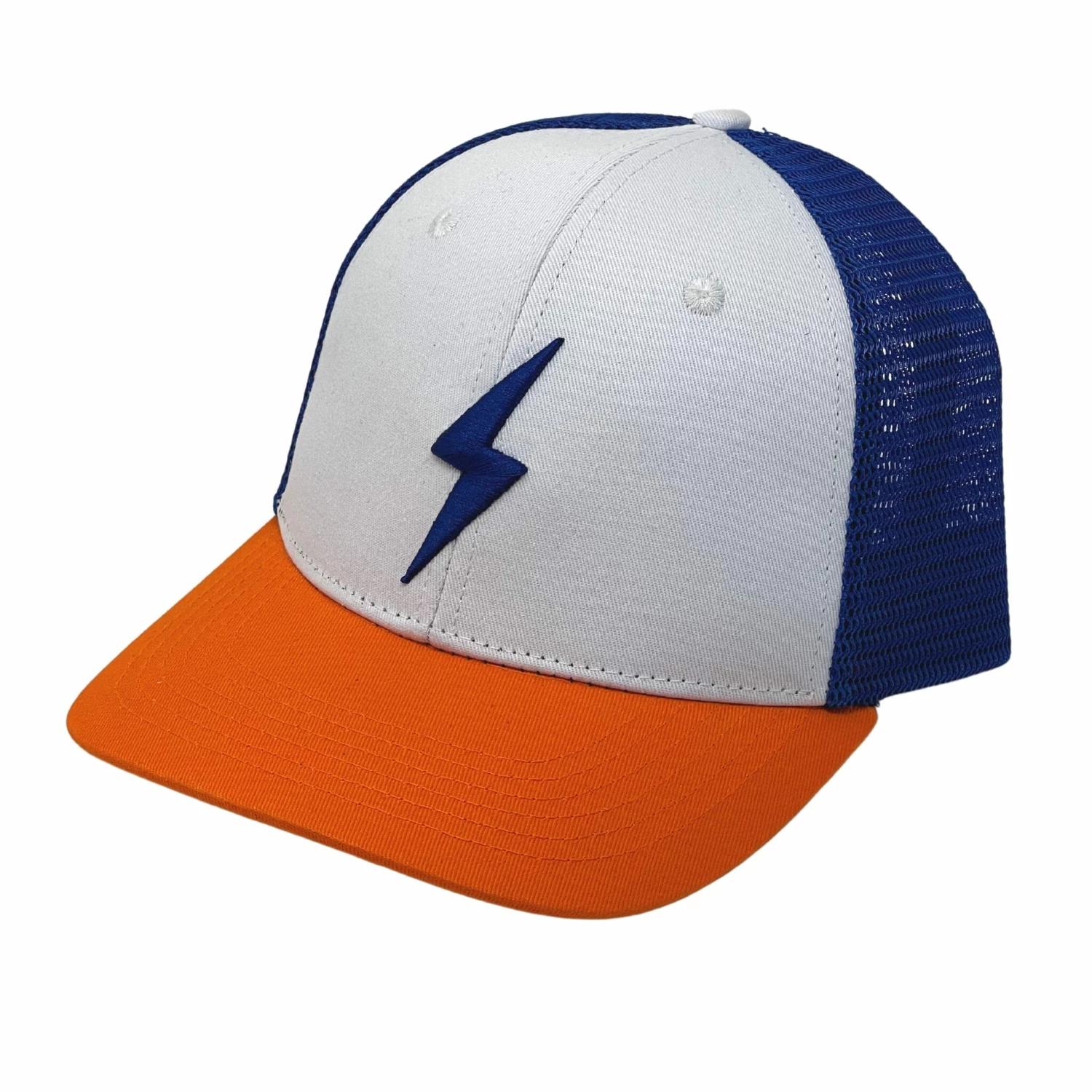 BRUCE BOLT 6-Panel SIGNATURE Series Mesh Snapback - WHITE W/ ROYAL BOLT 3 BRUCE BOLT 6-Panel SIGNATURE Series Mesh Snapback - WHITE W/ ROYAL BOLT