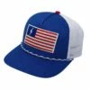 BRUCE BOLT "BOLT And STRIPES FLAG" Patch 5-Panel Mesh Snapback Rope Trucker Hat -Baseball Equipment Sales 2024 bruce bolt bolt and stripes flag patch 5 panel mesh snapback rope trucker hat hats brucebolt 424580
