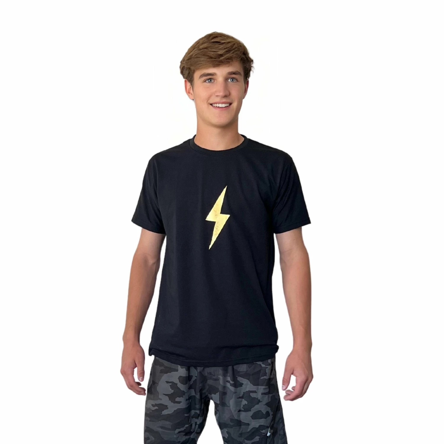 BRUCE BOLT "BOLT" Casual T-shirt - BLACK W/GOLD BOLT 3 BRUCE BOLT "BOLT" Casual T-shirt - BLACK W/GOLD BOLT