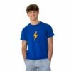 BRUCE BOLT "BOLT" Casual T-Shirt - BLUE W/ORANGE BOLT -Baseball Equipment Sales 2024 bruce bolt bolt casual t shirt blue worange bolt t shirt bruce bolt 320760