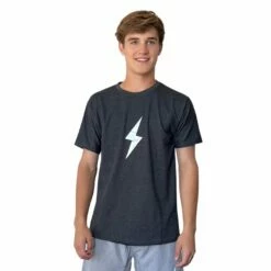 BRUCE BOLT "BOLT" Casual T-shirt - CHARCOAL GREY W/CHROME BOLT