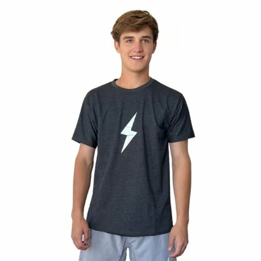 BRUCE BOLT "BOLT" Casual T-shirt - CHARCOAL GREY W/CHROME BOLT -Baseball Equipment Sales 2024 bruce bolt bolt casual t shirt charcoal grey wchrome bolt t shirt bruce bolt 120703