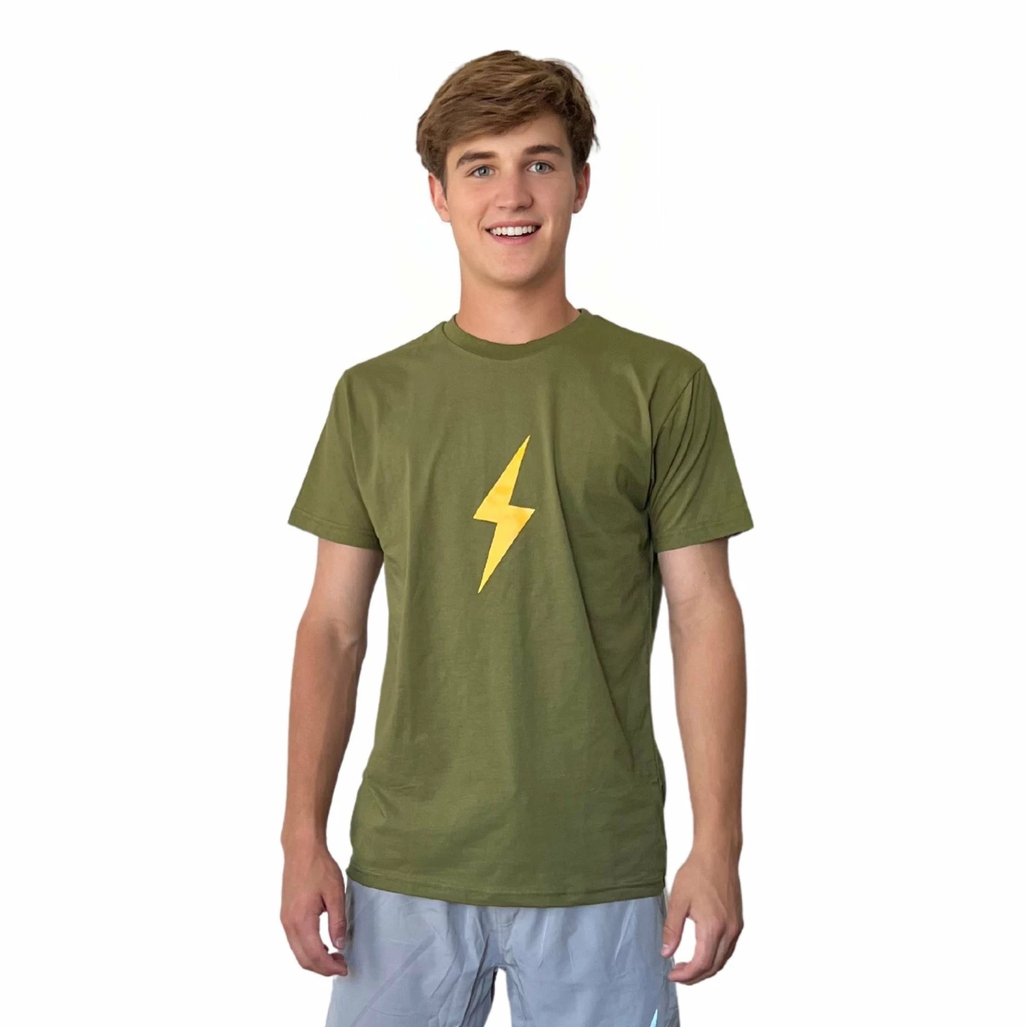 BRUCE BOLT "BOLT" Casual T-Shirt - GREEN W/YELLOW MILITARY BOLT 3 BRUCE BOLT "BOLT" Casual T-Shirt - GREEN W/YELLOW MILITARY BOLT