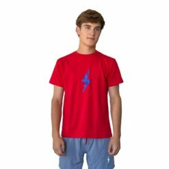 BRUCE BOLT "BOLT" Casual T-Shirt - RED W/BLUE BOLT