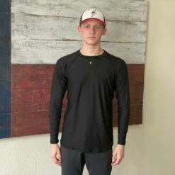 BRUCE BOLT Long Sleeve Performance T-Shirt With Reflective Bolt- BLACK -Baseball Equipment Sales 2024 bruce bolt long sleeve performance t shirt with reflective bolt black bruce bolt 451182