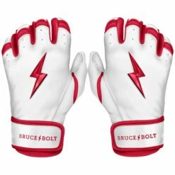 Bruce Bolt PREMIUM PRO BADER Series - Short Cuff Batting Gloves | WHITE